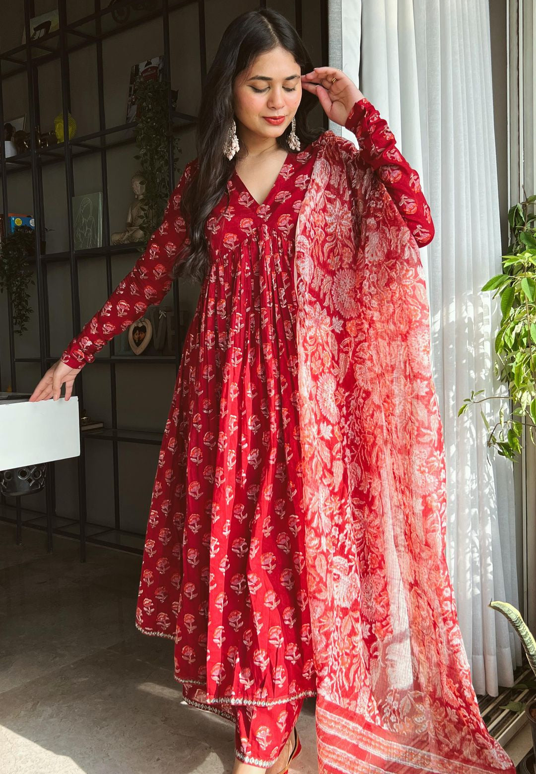 DEEP RED ANARKALI SUIT SET