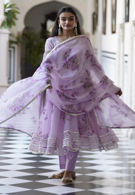 GULABI LILAC ANARKALI SUIT SET