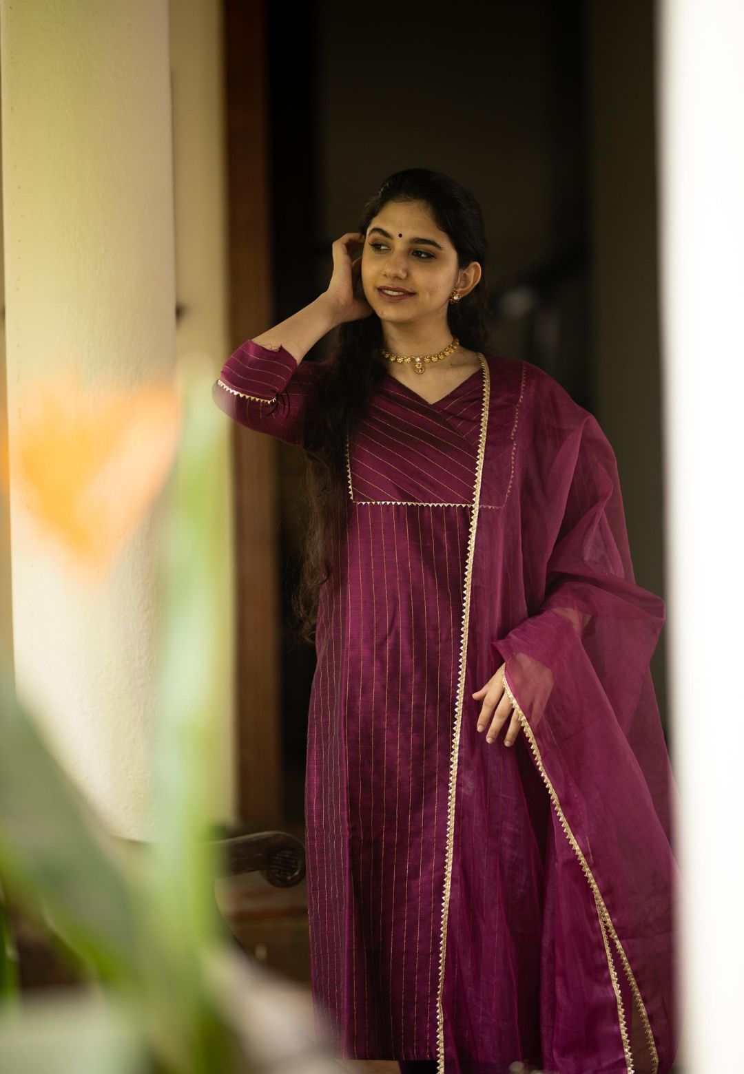 MAGENTA PURPLE MALIKA KURTA SET