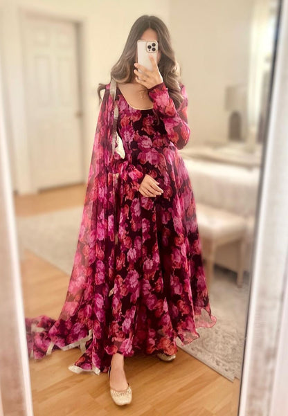 GULABI PURPLE ANARKALI SUIT SET