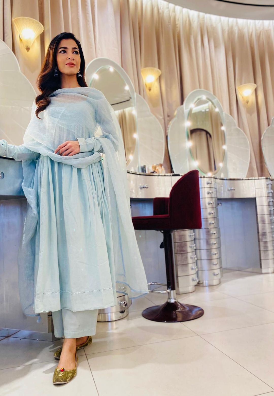 PASTEL BLUE ANARKALI SUIT SET