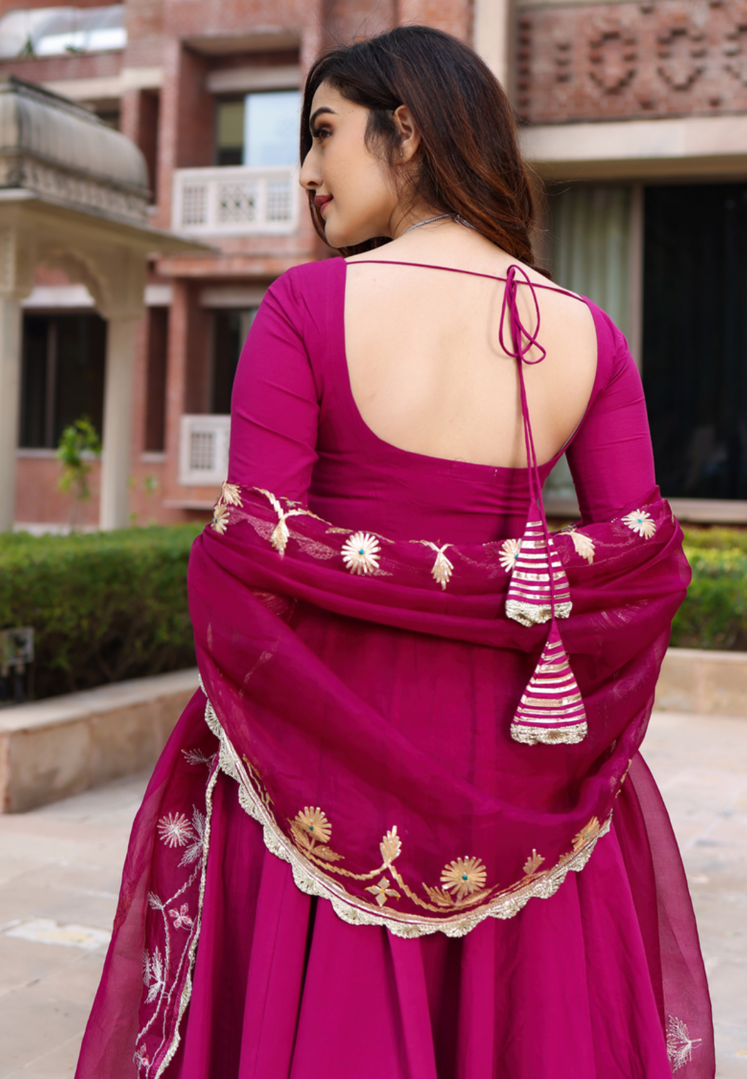 PUPRLE MAGENTA COTTON GOTA SUIT SET