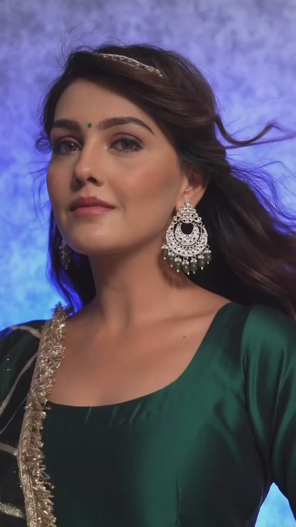 GREEN RAJSHRI ANARKALI SILK SUIT SET