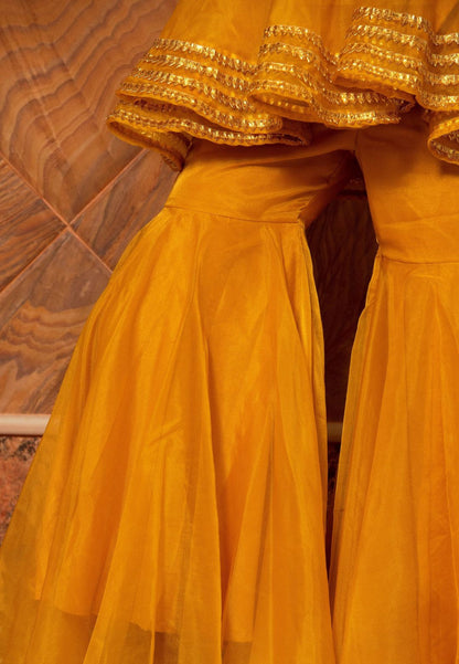 MUSTARD YELLOW ORGANZA SHARARA SET