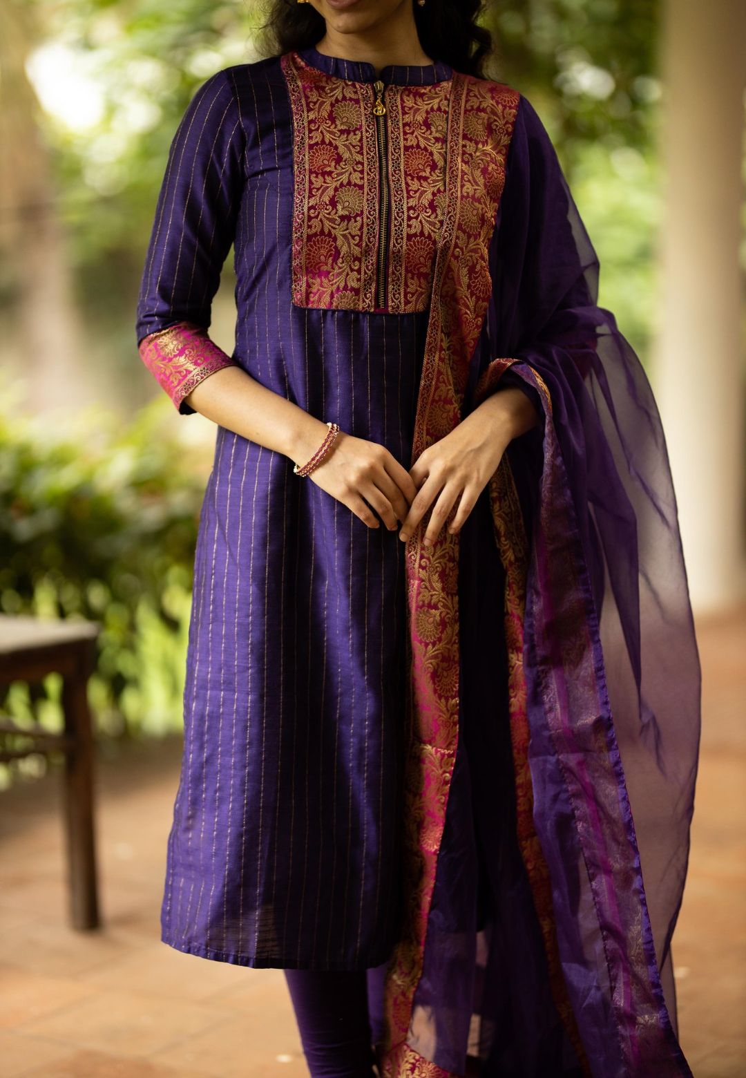 PURPLE HAMSA KURTA SET