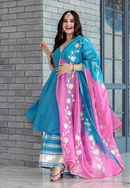 BLUE SAPPHIRE GOTA SHARARA SET