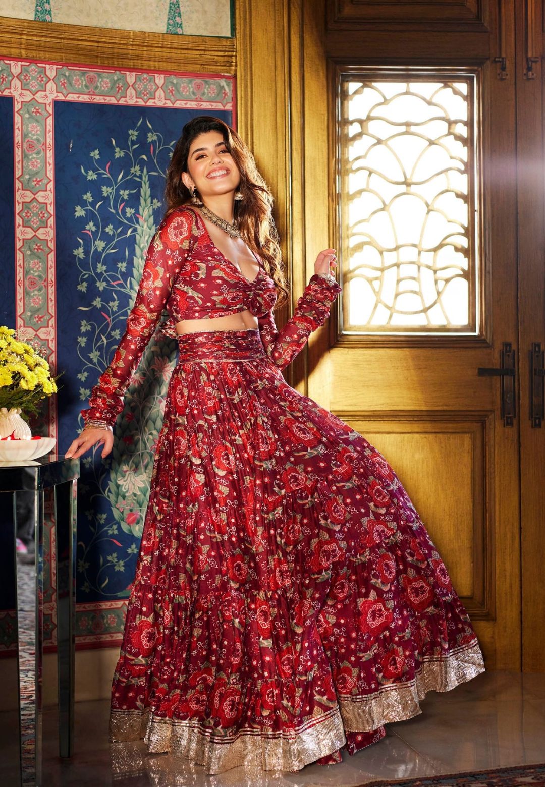 ININA CHANDERI TWIRL LEHENGA SET