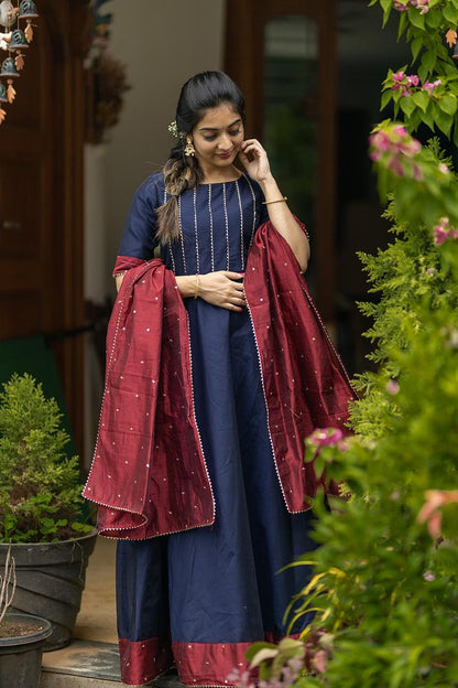 INK BLUE ANAMIKA CHANDERI ANARKALI