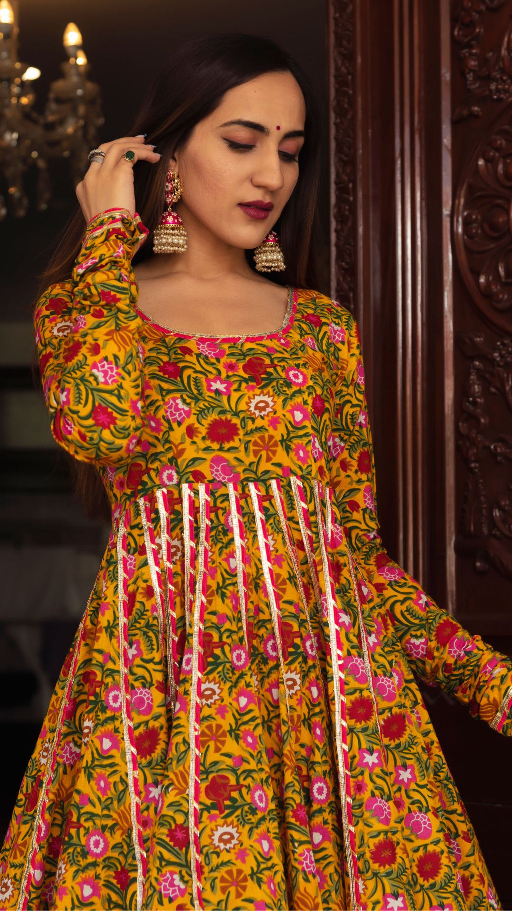 YELLOW MASTANI ANARKALI SUIT SET