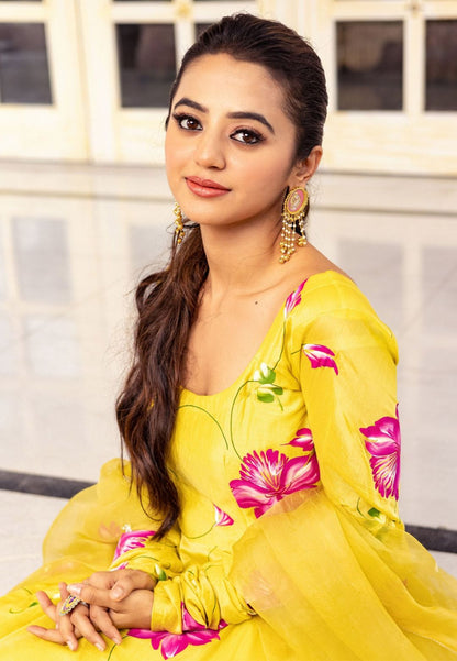YELLOW MALA COTTON SILK SUIT SET