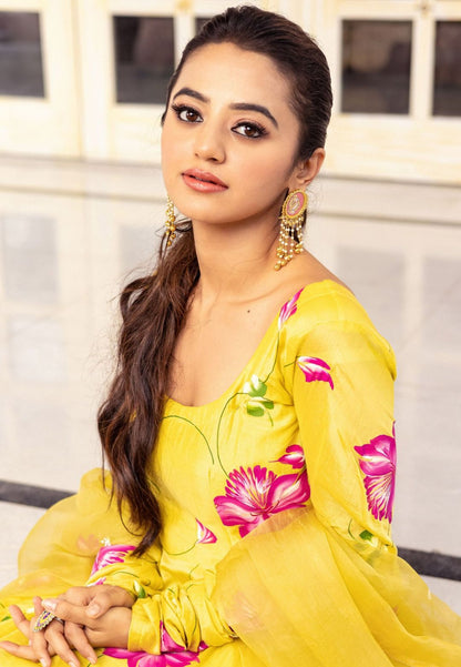 YELLOW MALA COTTON SILK SUIT SET