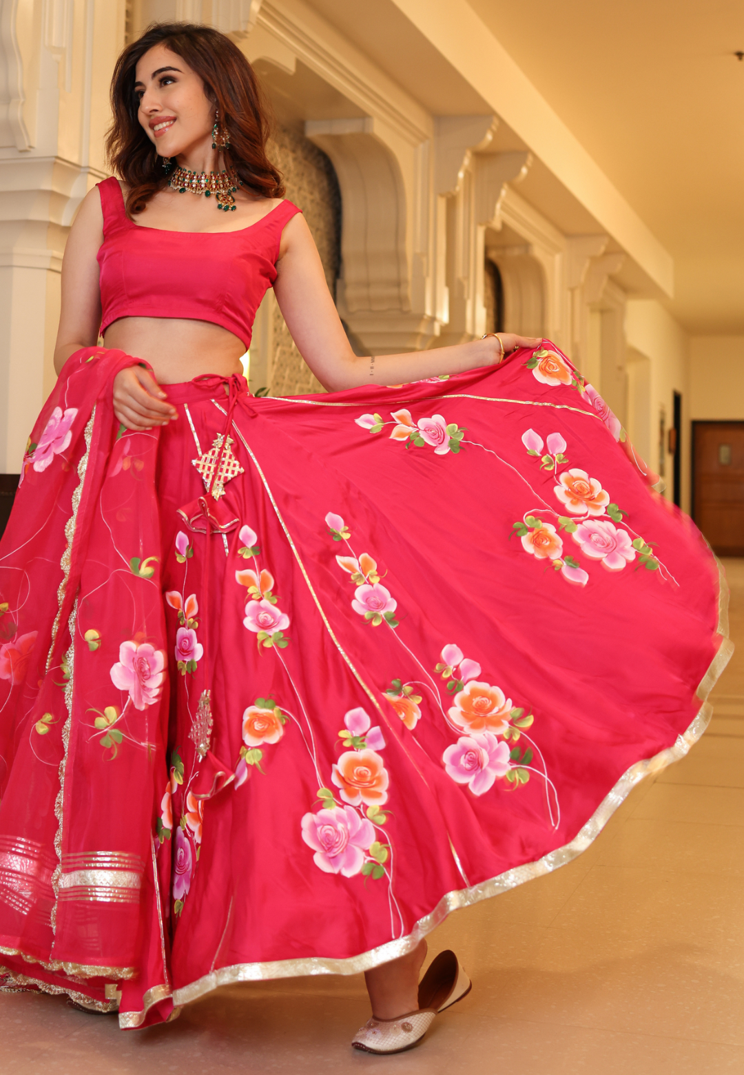 PINK BARBERY SATIN SILK LEHENGA SET