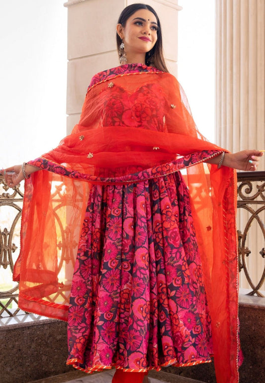 TARA ORANGE FLORAL SUIT SET
