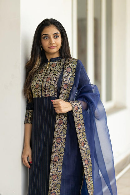 INK BLUE HAMSA KURTA SET