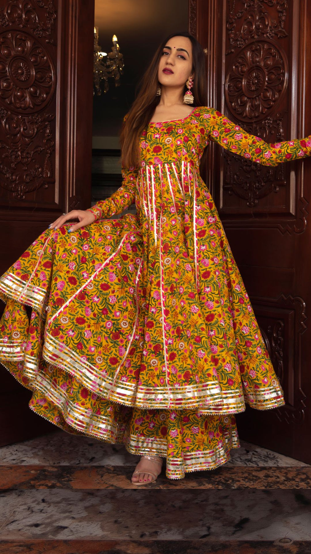 YELLOW MASTANI ANARKALI SUIT SET