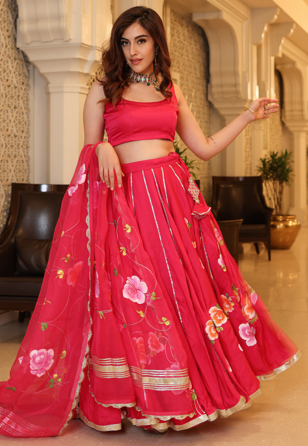 PINK BARBERY SATIN SILK LEHENGA SET