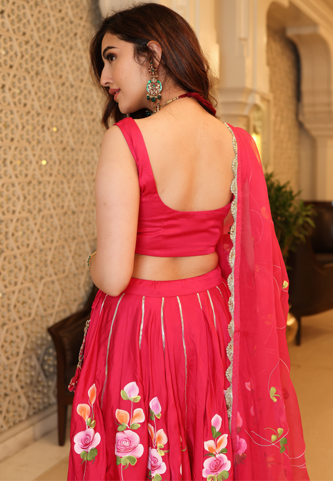 PINK BARBERY SATIN SILK LEHENGA SET