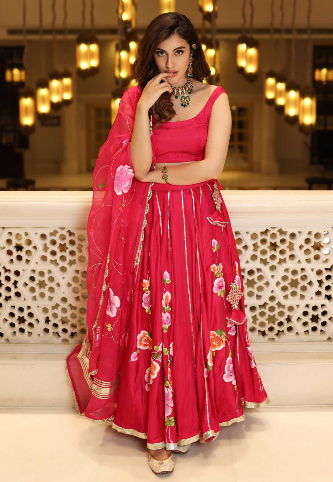 PINK BARBERY SATIN SILK LEHENGA SET