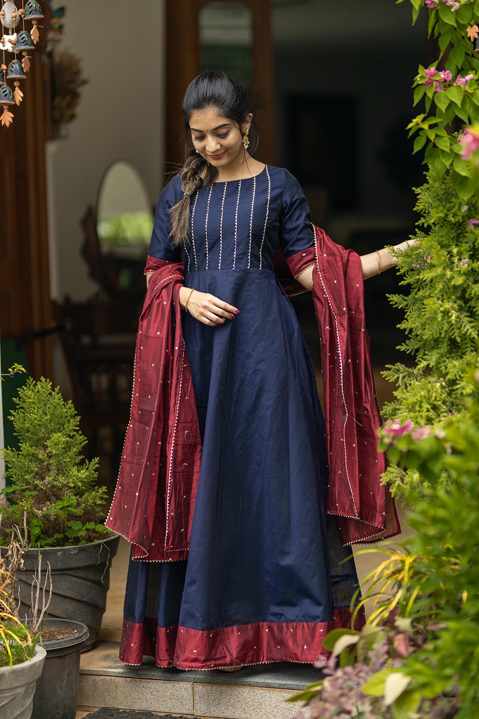INK BLUE ANAMIKA CHANDERI ANARKALI