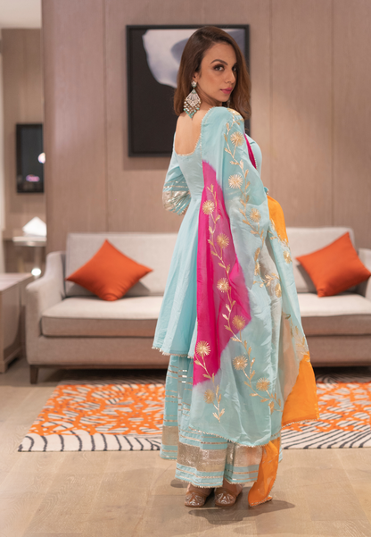 BLUE ADONIS GOTAPATTI SHARARA SET