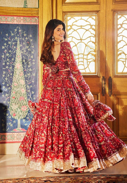 ININA CHANDERI TWIRL LEHENGA SET