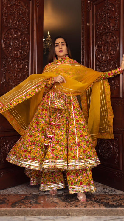 YELLOW MASTANI ANARKALI SUIT SET