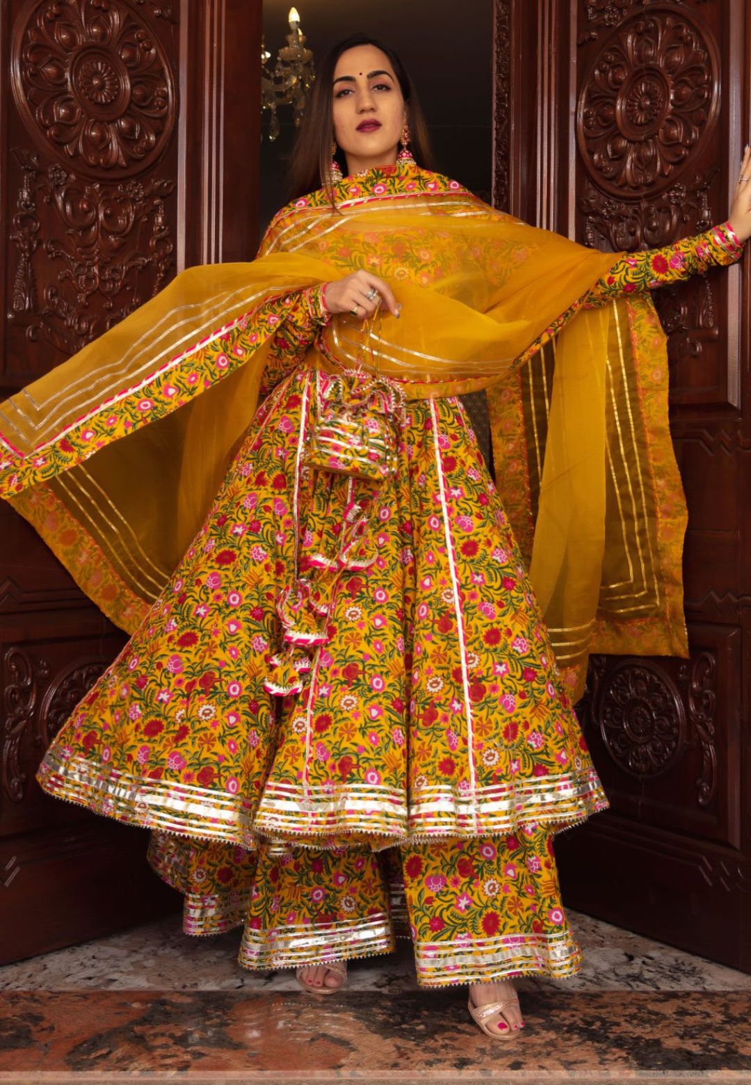 YELLOW MASTANI ANARKALI SUIT SET