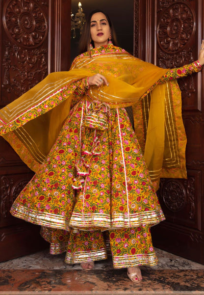 YELLOW MASTANI ANARKALI SUIT SET