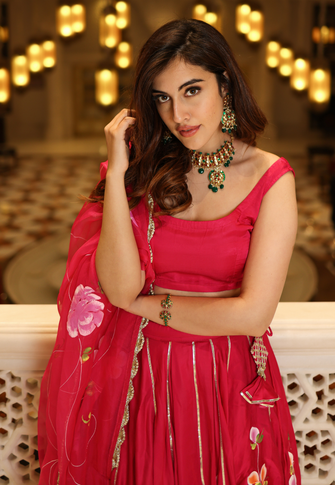 PINK BARBERY SATIN SILK LEHENGA SET