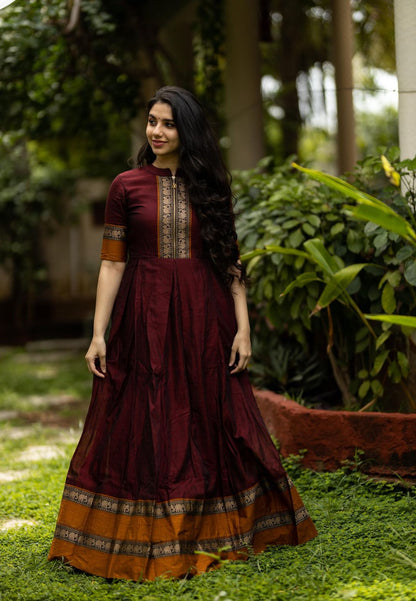 MAROON NILAMBARI ANARKALI