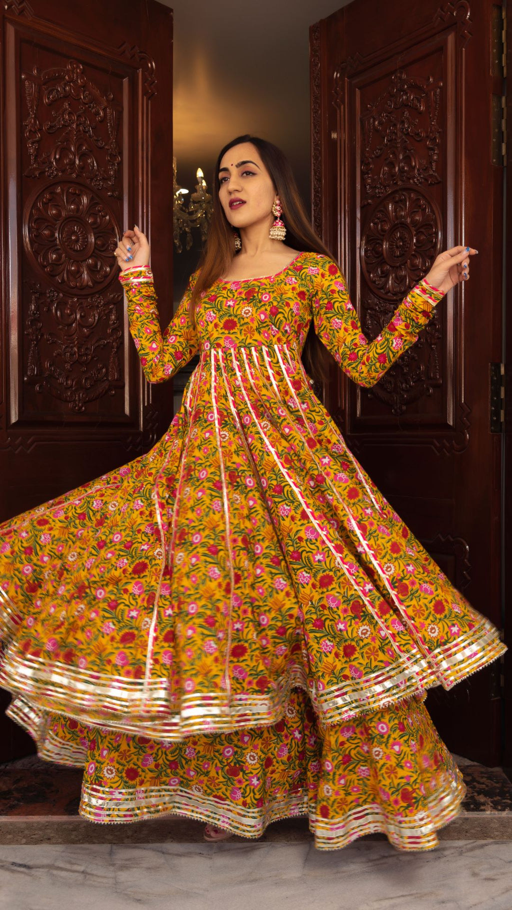 YELLOW MASTANI ANARKALI SUIT SET