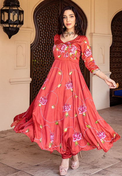 SAMRA SATIN ANARKALI SUIT SET