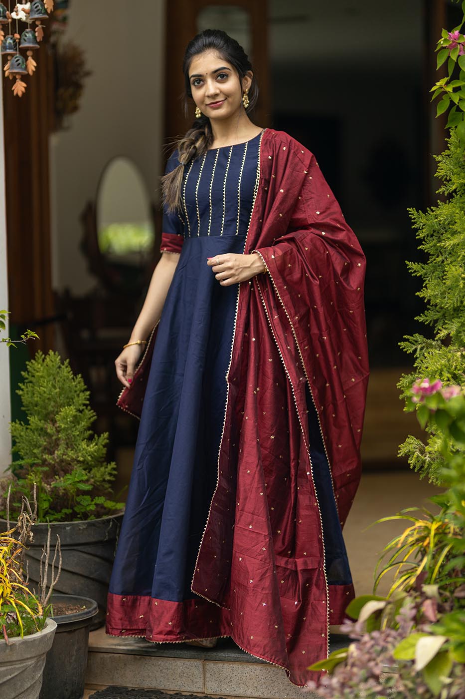 INK BLUE ANAMIKA CHANDERI ANARKALI