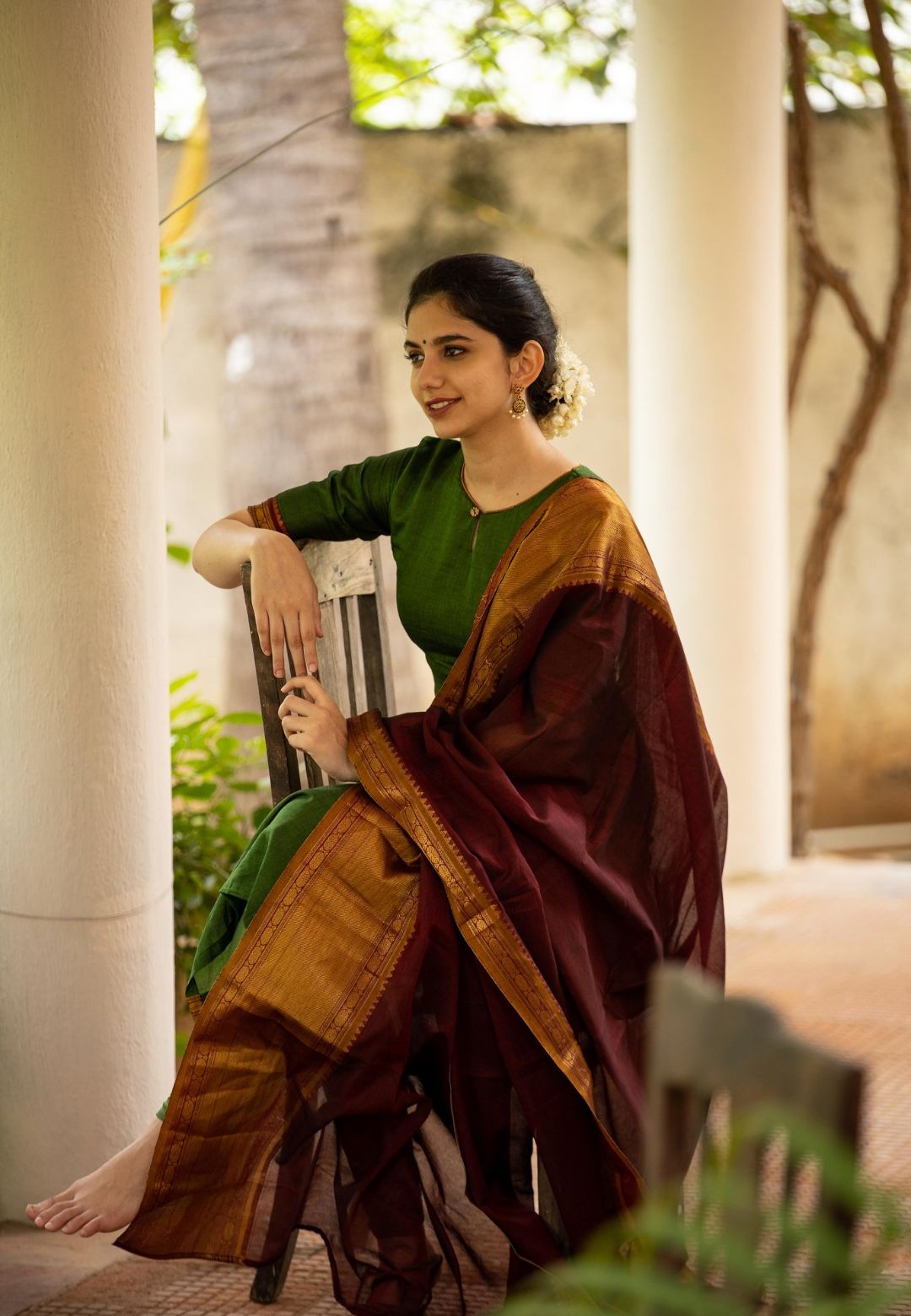 GREEN NARAYANPET KURTA SET