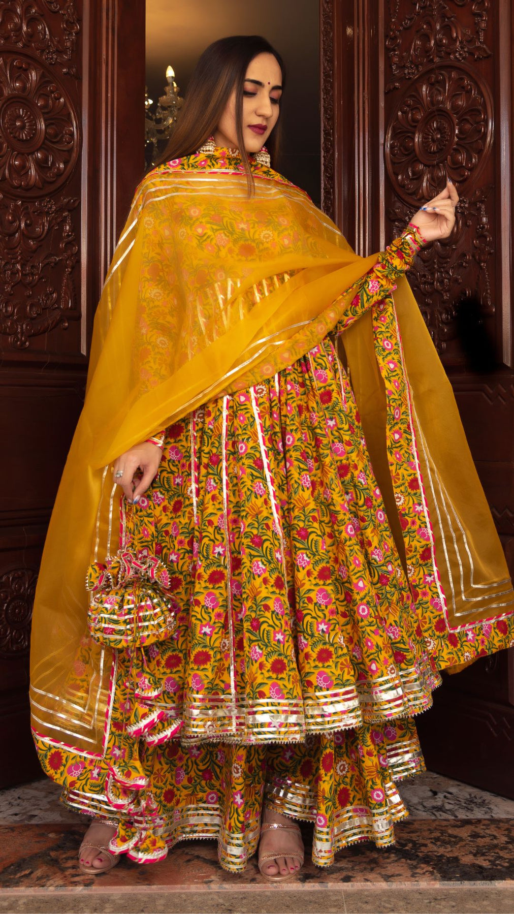 YELLOW MASTANI ANARKALI SUIT SET