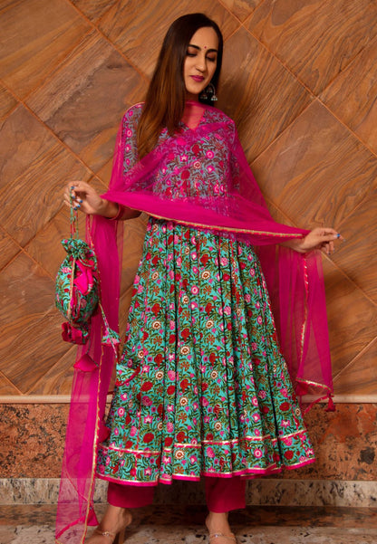 MUGHAL BLUE COTTON SUIT SET