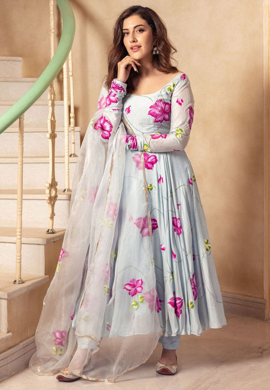 STONE BLUE VARARI COTTON SILK SUIT SET