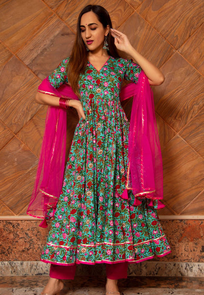 MUGHAL BLUE COTTON SUIT SET