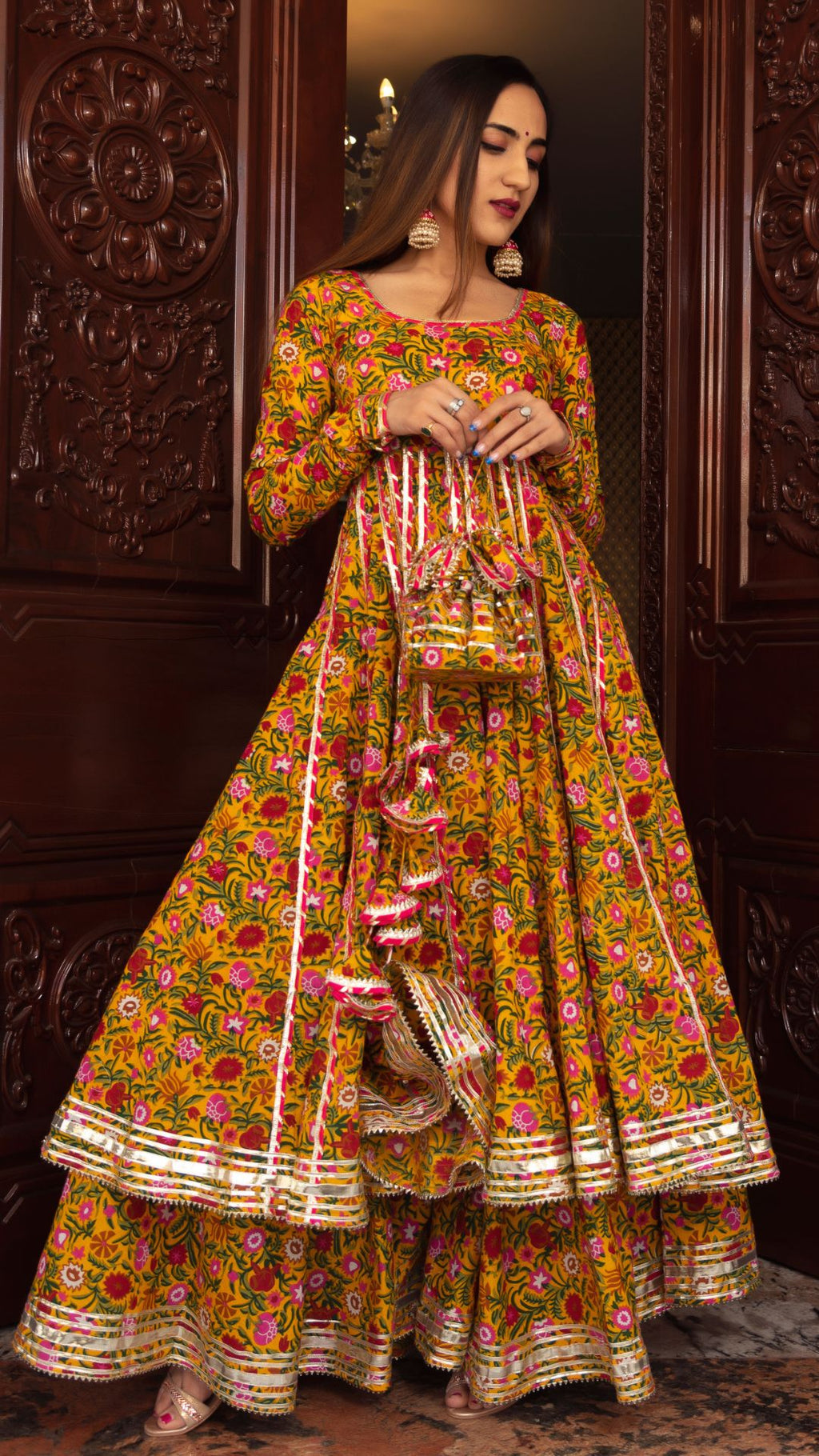 YELLOW MASTANI ANARKALI SUIT SET