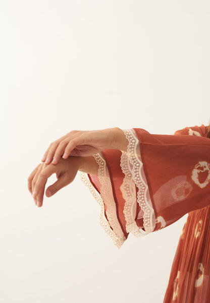 BROWN RUST TAN SHIBORI KURTA SET