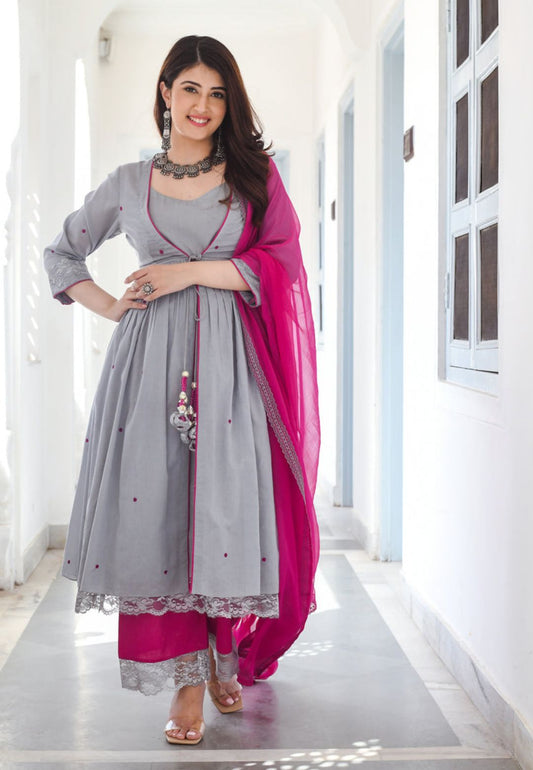 GREY PINK RUHI SUIT SET