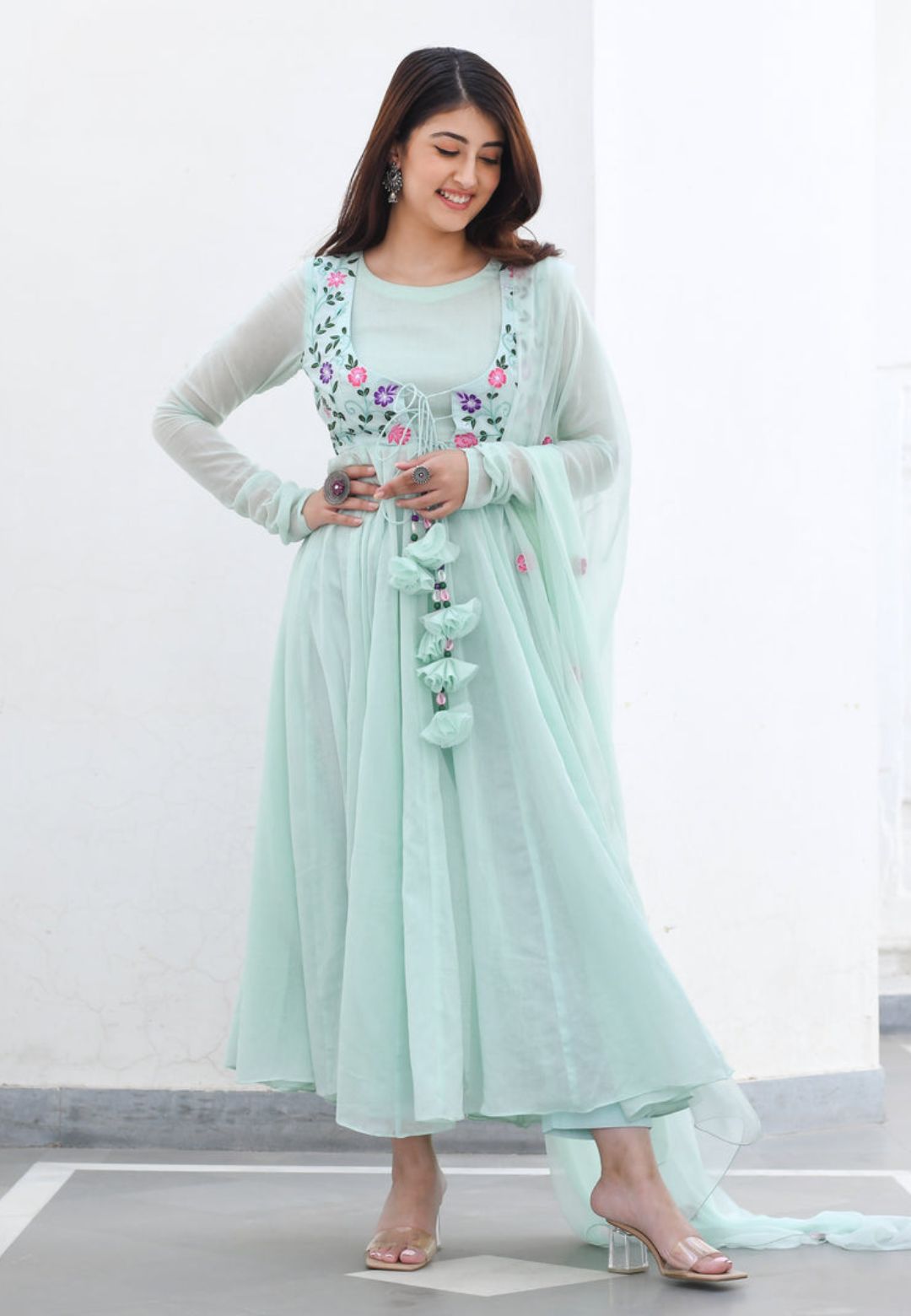 MINT GREEN DEVAKI ANARKALI SUIT SET