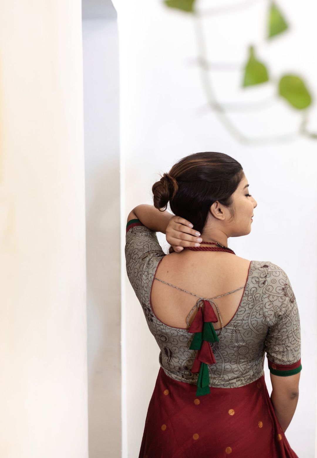 KALAMKARI RED REGAL ANARKALI DRESS - Avino Atelier 