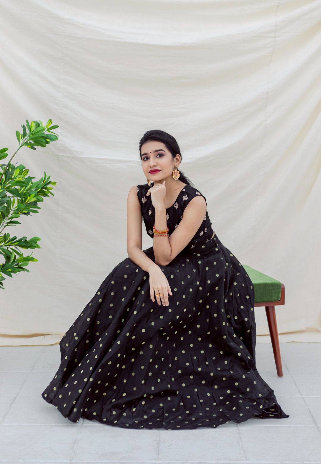 BLACK DUPION SILK LEHENGA SET