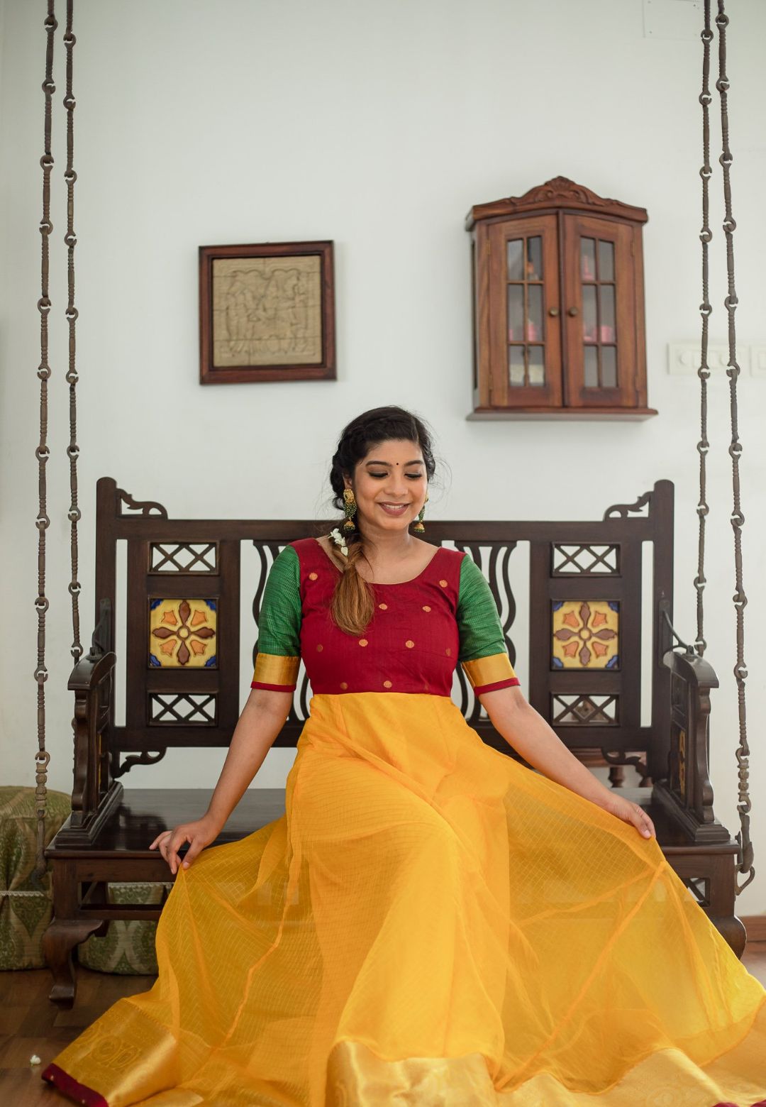 YELLOW ZARI ORGANZA ANARKALI