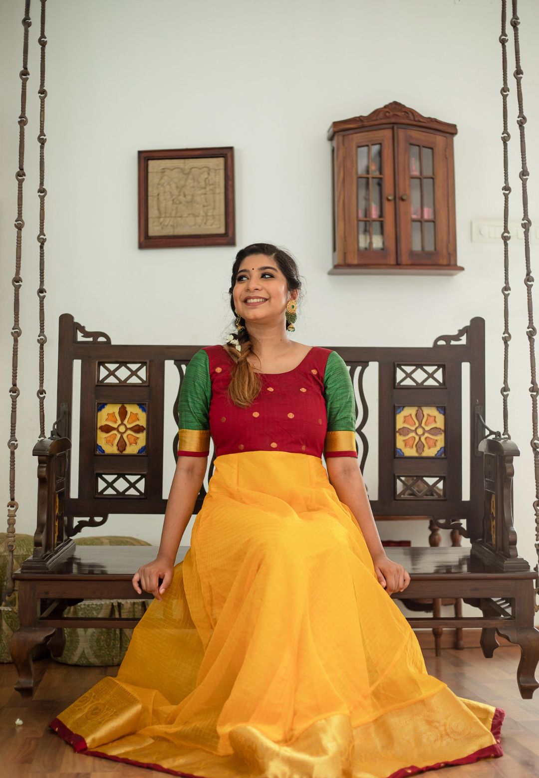 YELLOW ZARI ORGANZA ANARKALI