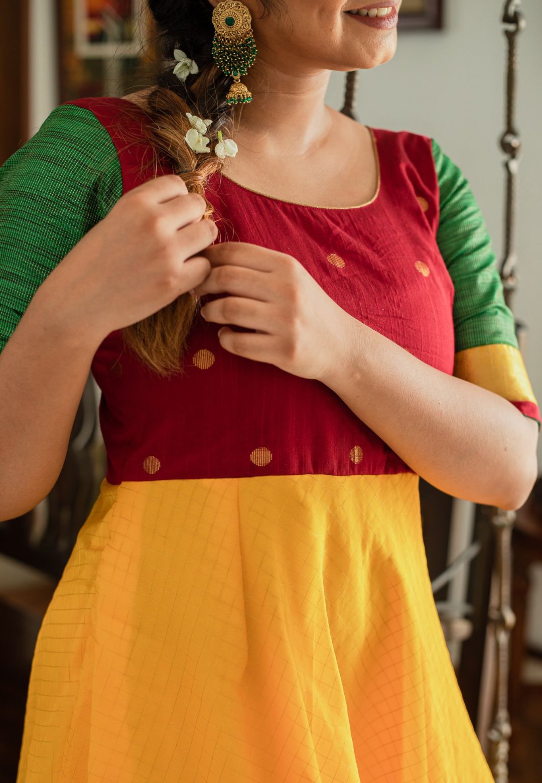 YELLOW ZARI ORGANZA ANARKALI