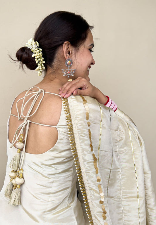 TISSUE GEORGETTE IVORY BEIGE AASHNA SUIT SET