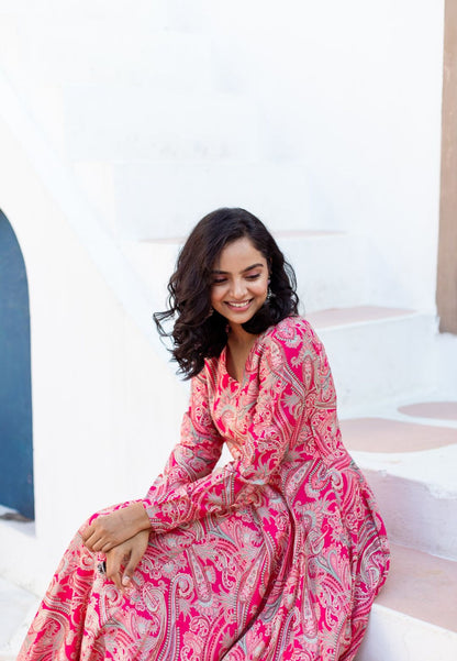 PINK MUSLIN SILK ANARKALI