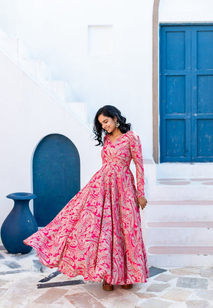PINK MUSLIN SILK ANARKALI